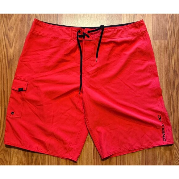 O'Neill Santa Cruz Solid Board Shorts Mens 40 10" Red Swim Trunks - Picture 1 of 6